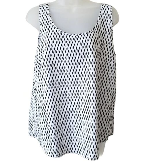 FADED GLORY Womens Tank Top Medium Black‎ White Sheer Round Hem Casual Layer - Picture 1 of 9